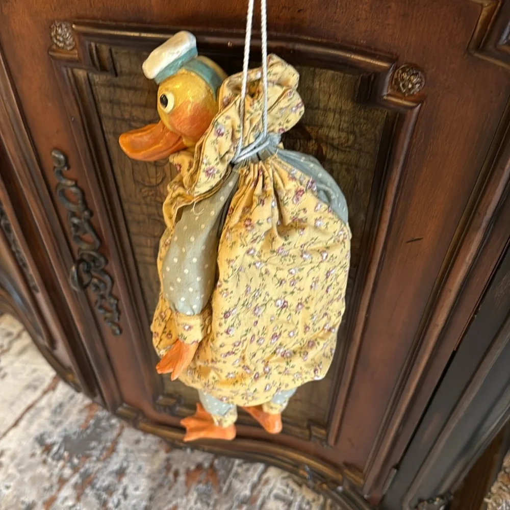 Whimsical Yellow and Green Duck Toy for Birds